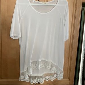 White Lace trim black top ladies XS/S